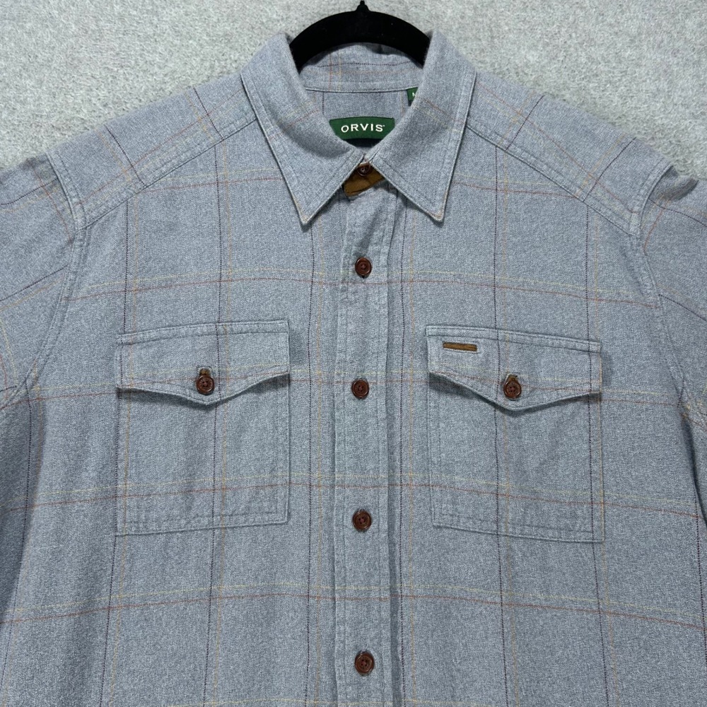Orvis Button Down Shirt Classic Fit Mens M Blue Plaid Outdoor Cabin